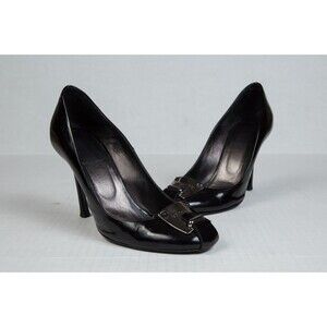 Women's Versace Black Classic Stilleto Pump W/ Buckle Heels Sz 36 / US 6